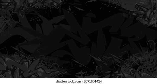 Dark Black Flat Abstract Hip Hop Street Art Graffiti Style Urban Calligraphy Vector Illustration Background Art