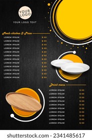 dark black food menu template