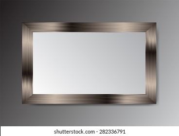 dark black  frame vector on wall. metal