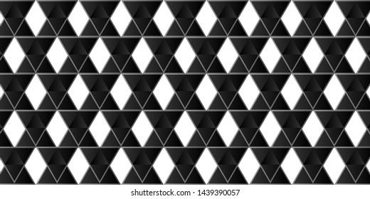Dark black geometric grid background. Modern dark abstract vector texture with white rhombuses.
