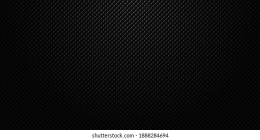 Dark black Geometric grid background Carbon fiber Modern dark abstract vector texture with dark edges