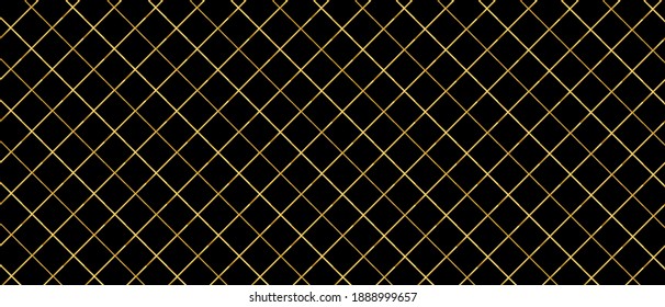 Dark black geometric grid background with Gold. Modern dark abstract vector Mesh texture.