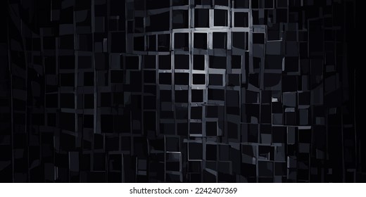 Dark black Geometric grid background Modern technology abstract texture