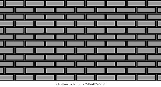 Dark black geometric grid background. Dark grey brick wall pattern cover backdrop. Modern dark abstract vector texture.