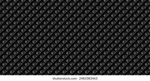 Negro oscuro Rejilla geométrica Fondo de fibra de carbono Moderna textura de Vector sin costuras abstracta oscura