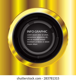 Dark black gold Light circle Abstract Technology background for computer graphic website internet. text box. Brochure. card. banner. label. infographics. black Metals, alloys, steel, aluminum. button