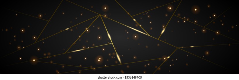 Dark Black And Gold Mosaic Background. Modern Dark Abstract Vector Texture