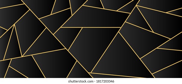 Dark black and Gold mosaic background. Modern dark abstract vector texture.