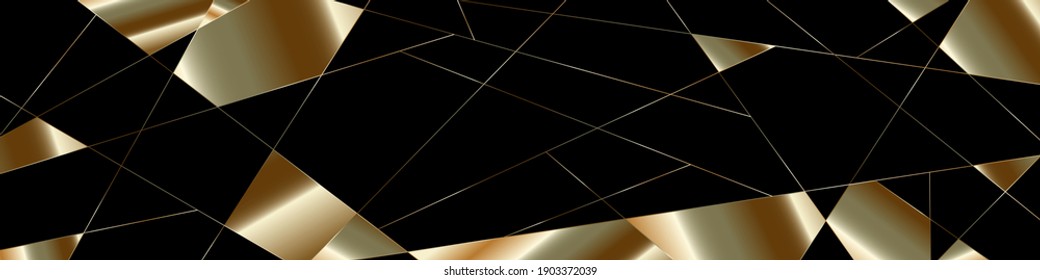 Dark black and Gold mosaic background. Modern dark abstract vector texture	