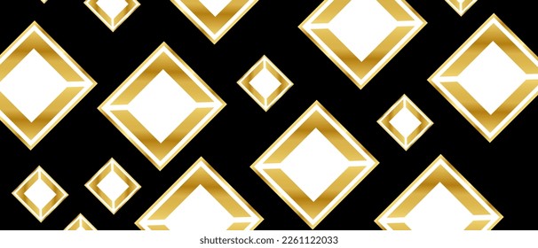 Dark black and Gold mosaic background. Golden squares pattern. Modern abstract vector texture.