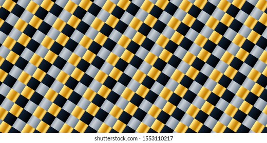 Dark black and Gold mosaic square pattern  background. Modern dark abstract vector texture