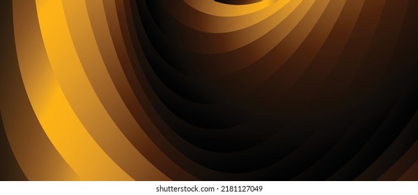 Dark black and gold paper waves abstract banner design. Elegant wavy vector background.