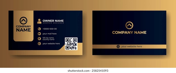 Dark black and golden luxury premium business card design template. Modern premium visiting card design	