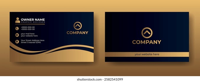 Dark black and golden luxury premium business card design template. Modern premium visiting card design	