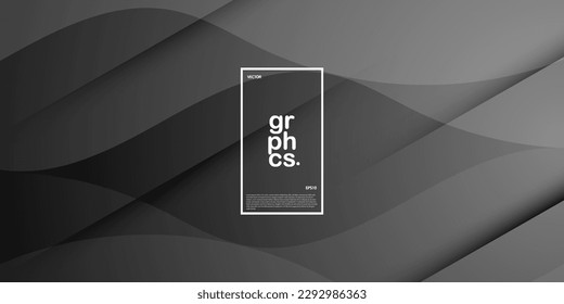 Dark black and gray dynamic abstract vector background with straight shadow, blend wavy line, and simple shapes. Modern creative premium gradient. 3d cover of business design.Eps10 vector