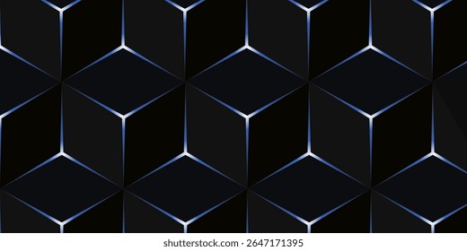 Dark black and gray white horizontal hexagonal technology abstract vector background. red bright energy flashes under hexagon in futuristic modern. Dark gray honeycomb texture 