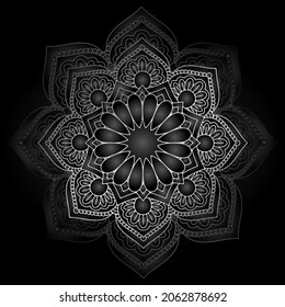 diseño de mandala negra oscura y gris