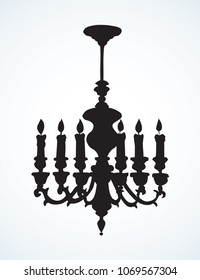 Dark black ink hand drawn bulb object design logo sign emblem in revival rococo art etching print style. 