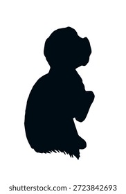 Dunkelschwarze Tinte handgezeichnet wild traurig schuldig Kopf flauschig pelzig Schwanz Aufstieg Pfote entspannen Spaß hoffen Ruhe Natur alt doodle Kontur Kunst Stil Nahaufnahme Seitenansicht hübsch braun Wache Logo Emblem weiß Home Floor