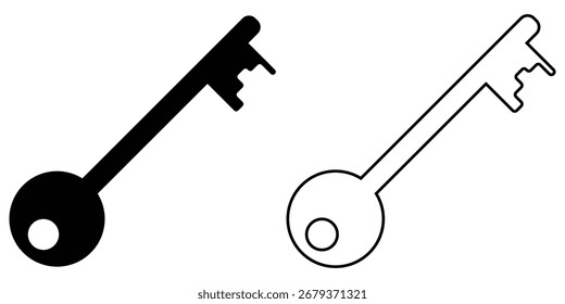Icono de llave negro oscuro sobre fondo blanco aislado. Ilustración vectorial moderna desbloquea iconos en la página blanca. Silueta negra segura para desbloquear iconos. EPS 10. 
