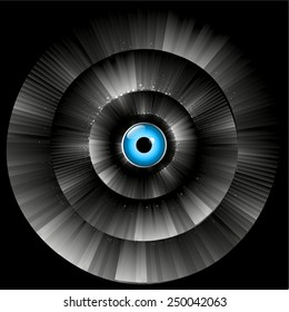 Dark black Light Abstract Technology background for computer graphic website internet. eye