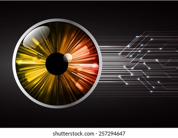 Dark black Light Abstract Technology background for computer graphic website internet. circuit. orange eye