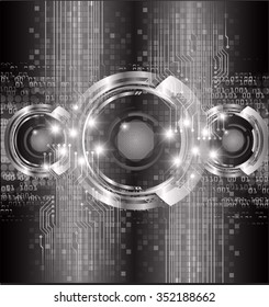 dark black Light Abstract Technology background for computer graphic website internet and business. circuit. illustration. digital. infographics. binary code. vector. motion move blur. eye