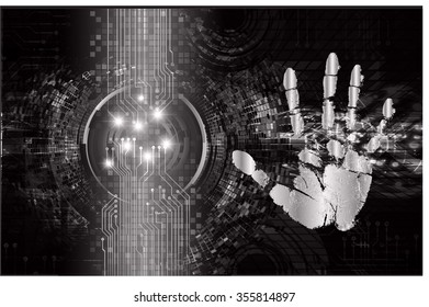 Dark black Light Abstract Technology background for computer graphic website internet and business.circuit.vector illustration. infographics.motion move blur.neon. pixel. fingerprint.Finger-print