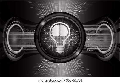 Dark black Light Abstract Technology background for computer graphic website internet business, circuit, vector illustration, infographics, motion move blur, neon. Brainstorm, brain, bulb Ideas