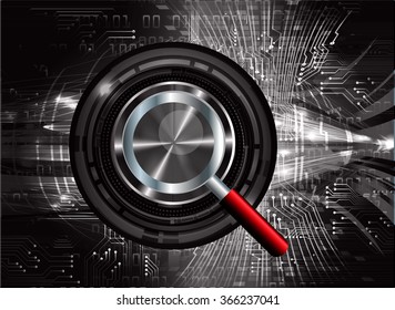 dark black Light Abstract Technology background for computer graphic website internet and business. circuit. illustration.digital.infographics. binary code. eye. scan virus  Magnifier glass