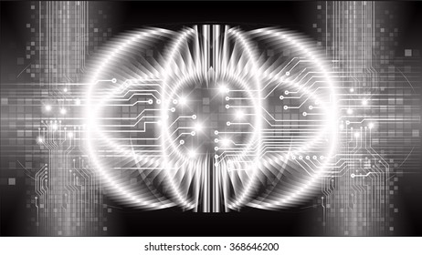 dark black Light Abstract Technology background for computer graphic website internet and business. circuit. illustration.digital.infographics. binary code. zero one. eye. scan virus vector