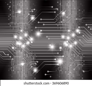 dark black Light Abstract Technology background for computer graphic website internet and business. circuit. illustration.digital.infographics. binary code. zero one. eye. scan virus vector