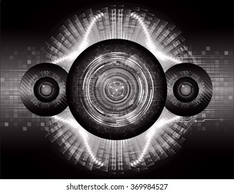 dark black Light Abstract Technology background for computer graphic website internet and business. circuit. illustration.digital.infographics. binary code. zero one. eye scan virus vector