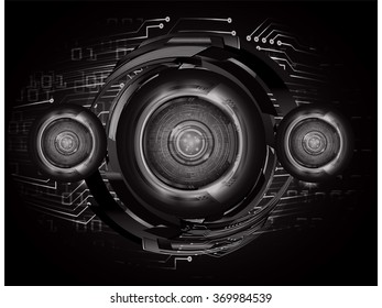dark black Light Abstract Technology background for computer graphic website internet and business. circuit. illustration.digital.infographics. binary code. zero one. eye scan virus vector