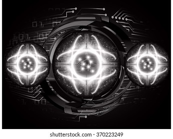 dark black Light Abstract Technology background for computer graphic website internet and business. circuit. illustration.digital.infographics. binary code. zero one. eye scan virus vector