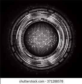 dark black Light Abstract Technology background for computer graphic website internet and business. circuit. illustration.digital.infographics. binary code. zero one. eye scan virus vector