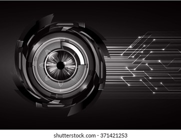 dark black Light Abstract Technology background for computer graphic website internet and business. circuit. illustration.digital.infographics. binary code. zero one. eye scan virus vector