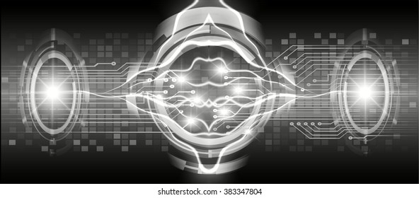 dark black Light Abstract Technology background for computer graphic website internet and business. circuit. illustration. digital. infographics. binary code. eye scan. www. online