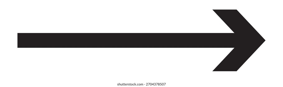 Dark black long isolated arrow icon on white background. Right side pointing vector arrow-head icons. Isolated thin long arrow icons. Black pointing vector arrow icons.eps10