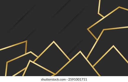 dark black luxury abstract background with mixed gold gold polygons