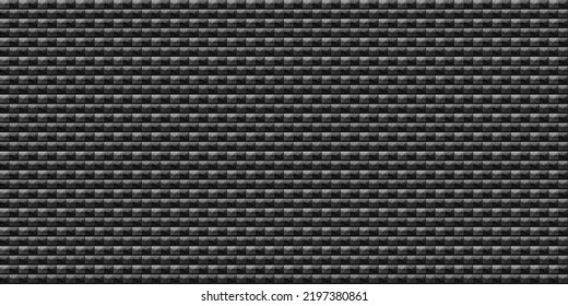 Dark black Monochrome geometric grid Pixel Art style background Modern black and white abstract mosaic texture