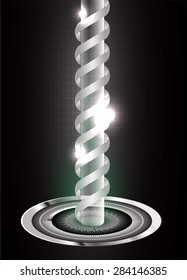 Dark black neon grow light Abstract Technology background for computer graphic website internet and business. circuit. illustration. infographics. ray. spiral, braid