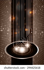 dark black neon grow light Abstract Technology background for computer graphic website internet and business. circuit. illustration. infographics. ray. bright. pixel. Spark. star
