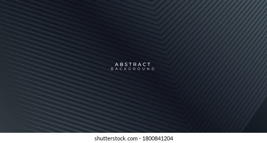 Dark black neutral abstract background for presentation design. Stripes line decoration with silver or grey color on dark background