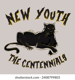 dark black panther with slogan design