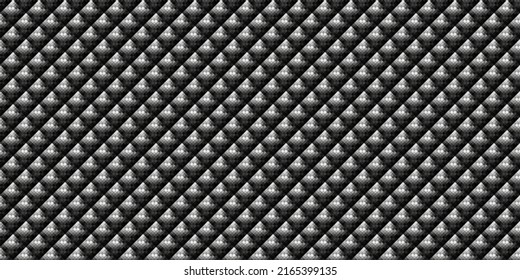 Dark black pixel mosaic abstract seamless geometric grid background texture
