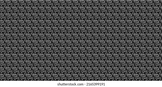 Dark black pixel mosaic abstract seamless geometric grid background texture