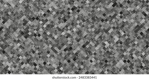 Dark black pixel mosaic abstract seamless geometric grid background texture