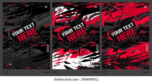 Dark Black And Red Abstract Graffiti Style A4 Poster Vector Illustration Art Template