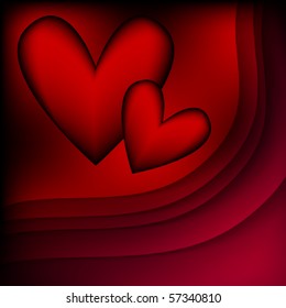 Dark black and red vector background with hearts